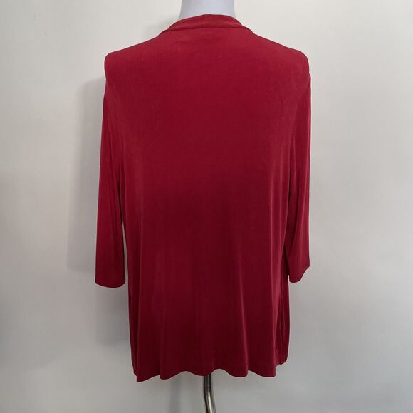 Chico's Travelers Women's Cardigan Top Open-Front 3 X-Large 16 Red 3/4 Sleeves - Picture 5 of 9